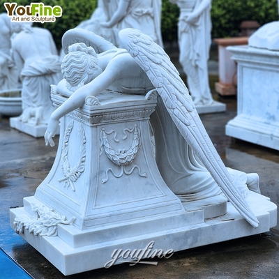 Hand Carved Modern Outdoor Garden Marble Angel Statue Bench Headstone