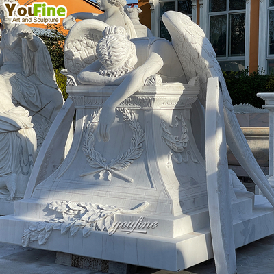 Hand Carved Outdoor Cemetery White Angel Grabstein Marble Weeping