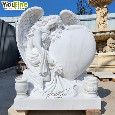 Hand Carved Outdoor Cemetery White Angel Grabstein Marble Weeping