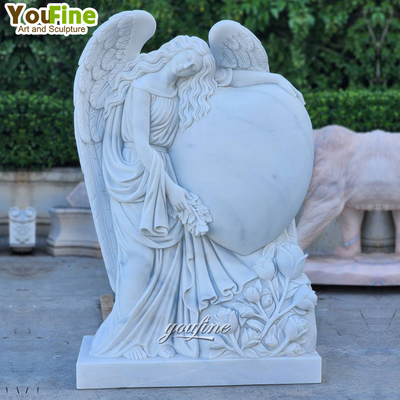 Hand Carved Outdoor Cemetery White Angel Grabstein Marble Weeping
