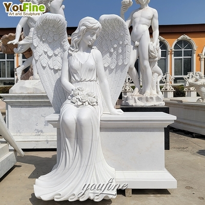 Life Size Outdoor Garden Modern Marble Sit Angel Sculpture Statue
