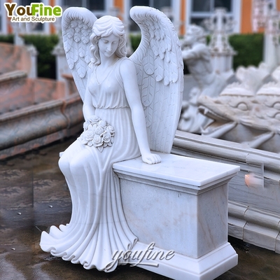 Life Size Outdoor Garden Modern Marble Sit Angel Sculpture Statue