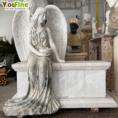 Life Size Outdoor Garden Modern Marble Sit Angel Sculpture Statue