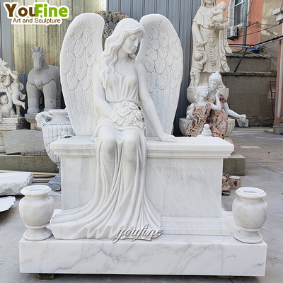 Life Size Outdoor Garden Modern Marble Sit Angel Sculpture Statue