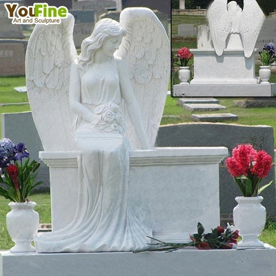 Life Size Outdoor Garden Modern Marble Sit Angel Sculpture Statue