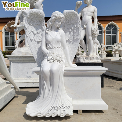 Life Size Outdoor Marble Angel Cemetery Tombstone Monument Statue