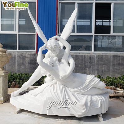 Hand Carved Famous Life Size Outdoor Marble Cupid and Psyche Sculpture Statue