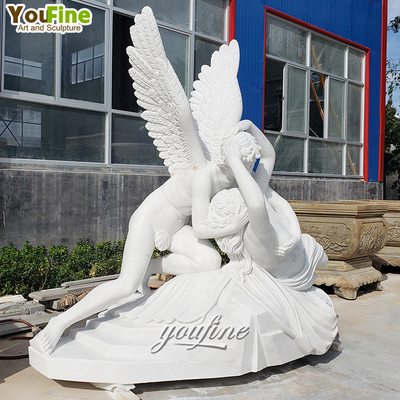 Hand Carved Famous Life Size Outdoor Marble Cupid and Psyche Sculpture Statue