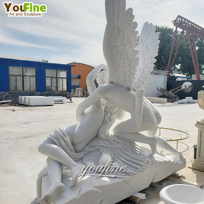 Hand Carved Famous Life Size Outdoor Marble Cupid and Psyche Sculpture Statue