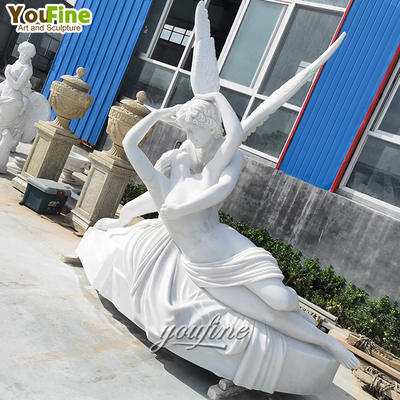 Hand Carved Famous Life Size Outdoor Marble Cupid and Psyche Sculpture Statue