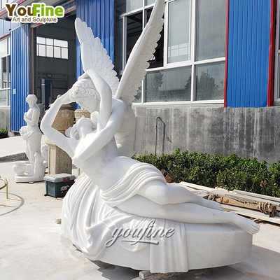 Hand Carved Famous Life Size Outdoor Marble Cupid and Psyche Sculpture Statue