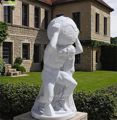 Greek Titan Holding Globe Statue Atlas Marble Sculpture