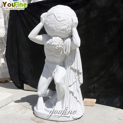 Greek Titan Holding Globe Statue Atlas Marble Sculpture