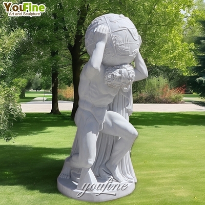 Greek Titan Holding Globe Statue Atlas Marble Sculpture
