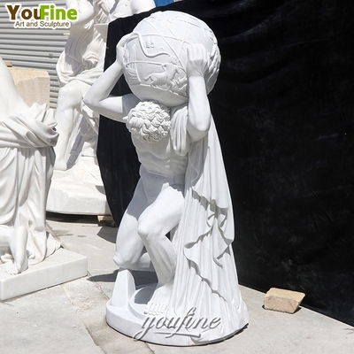 Greek Titan Holding Globe Statue Atlas Marble Sculpture