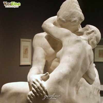 Classic High Quality White Rodin Marble Kiss the Lover Sculpture Statue for Sale