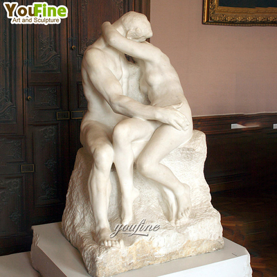 Classic High Quality White Rodin Marble Kiss the Lover Sculpture Statue for Sale