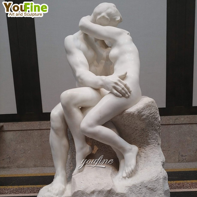 Classic High Quality White Rodin Marble Kiss the Lover Sculpture Statue for Sale