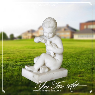 Life Size Natural Stone Famous Marble Nude Sitting Boy with Thorn Statue