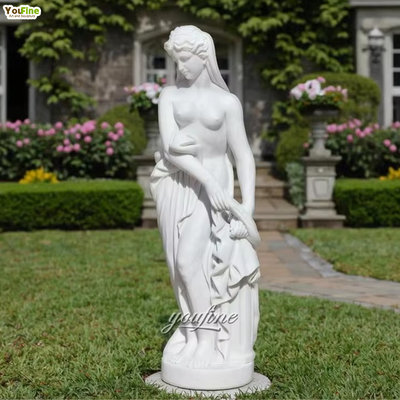 Classical Female Figure Artwork Marble Bathing Woman Statue