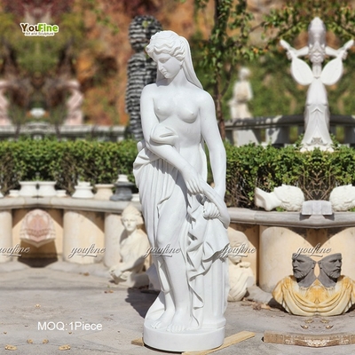 Classical Female Figure Artwork Marble Bathing Woman Statue