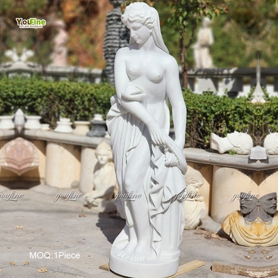 Classical Female Figure Artwork Marble Bathing Woman Statue