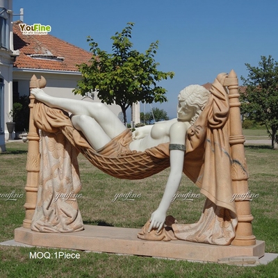 Hand Carved Natural Marble Sleeping Woman Sculpture