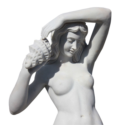 Life Size Decoration White Marble Woman Statue with Conch