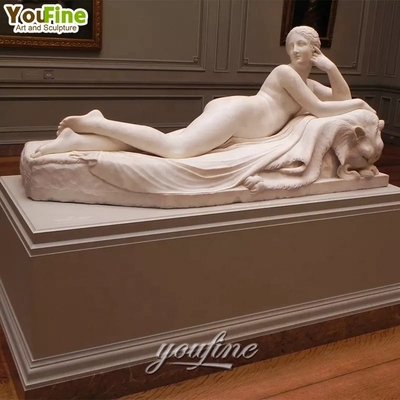 Lying in Hammock Hand Carved Marble Woman Statue