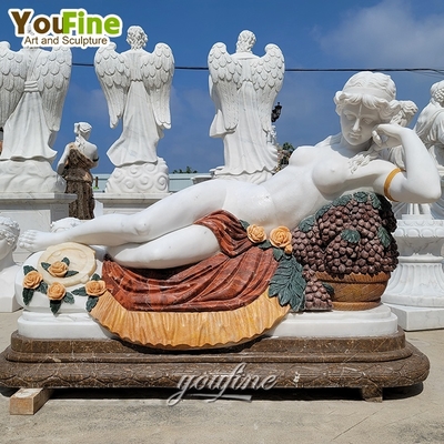 Lying in Hammock Hand Carved Marble Woman Statue