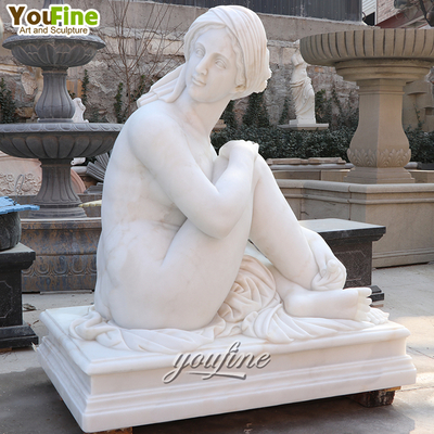 Life Size Hand Carved Natural Stone Marble Lying Nude Woman Statues