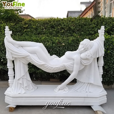 Life Size Outdoor Garden Decor Natural Marble Lying Lady Statue