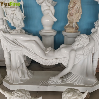 Life Size Outdoor Garden Decor Natural Marble Lying Lady Statue