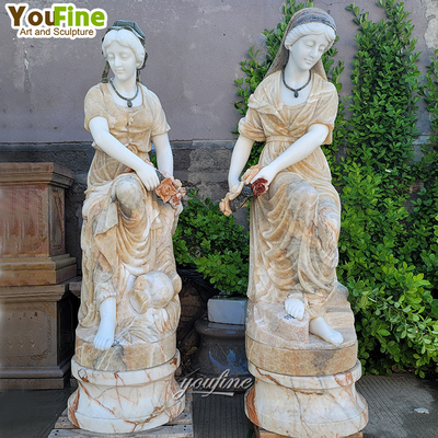 Hand Carved Life Size Outdoor Standing Onyx Marble Lady Statue