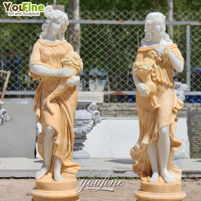 Hand Carved Life Size Outdoor Standing Onyx Marble Lady Statue