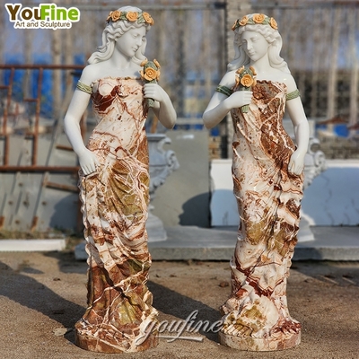 Hand Carved Life Size Outdoor Standing Onyx Marble Lady Statue