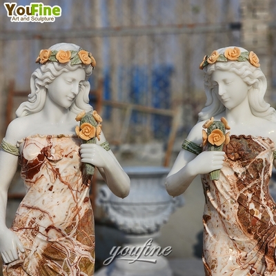 Hand Carved Life Size Outdoor Standing Onyx Marble Lady Statue