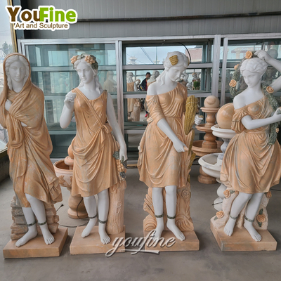 Outdoor Garden Decor Natural Stone Europe Four Seasons Goddess Marble Sculpture