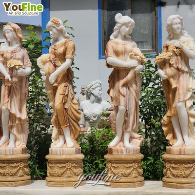 Modern Outdoor Garden Red Life Size Marble Statues Four Season Statue