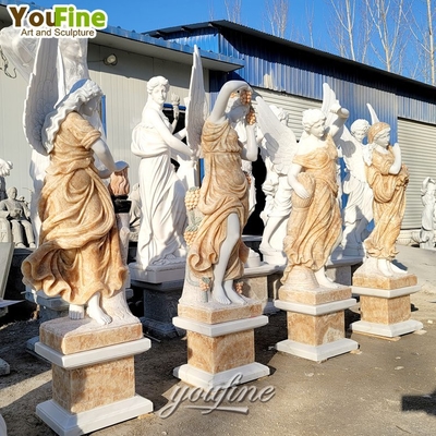 High-Quality Outdoor Garden Decor Life Size White Stone Sculpture Suppliers Four Seasons Marble Statue Woman