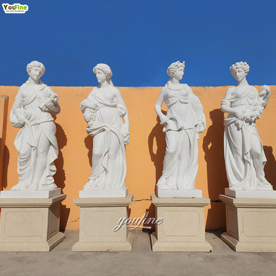 Custom Elegant Hand Carved Four Season Goddesses Marble Statue Sculpture