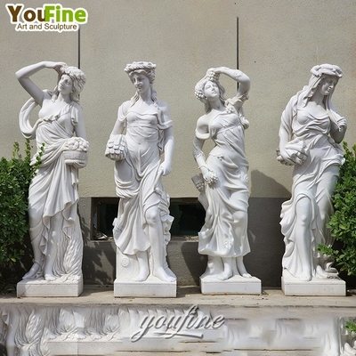 Custom Elegant Hand Carved Four Season Goddesses Marble Statue Sculpture