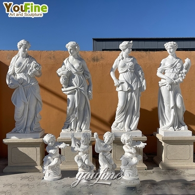 Custom Elegant Hand Carved Four Season Goddesses Marble Statue Sculpture