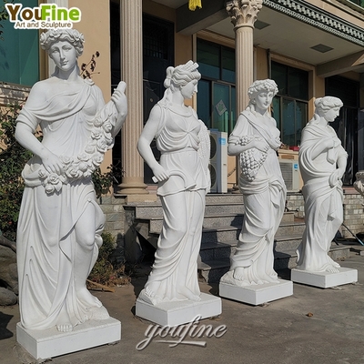 Custom Elegant Hand Carved Four Season Goddesses Marble Statue Sculpture