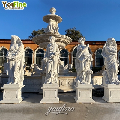Custom Elegant Hand Carved Four Season Goddesses Marble Statue Sculpture