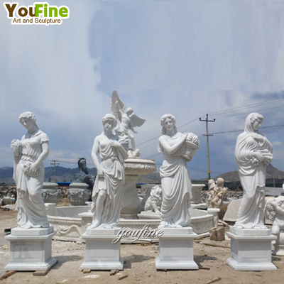 Custom Elegant Hand Carved Four Season Goddesses Marble Statue Sculpture