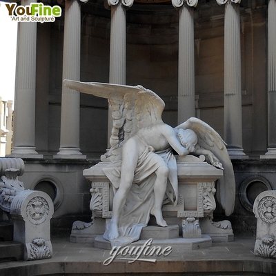 Hand Carved Carving White Sculpture Marble Sleeping Angel Statue