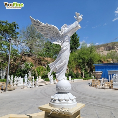 Custom Life Size Religious Statue Famous White Garden Marble Angel and Dove Statues