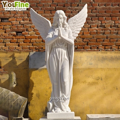 Hand Carved White Marble Lady Angel Holding Flowers Statue Suppliers