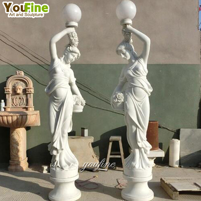 Life Size Decor Life Size Carved Woman Figure Sculpture Lamp Indoor Lighting Marble Statues